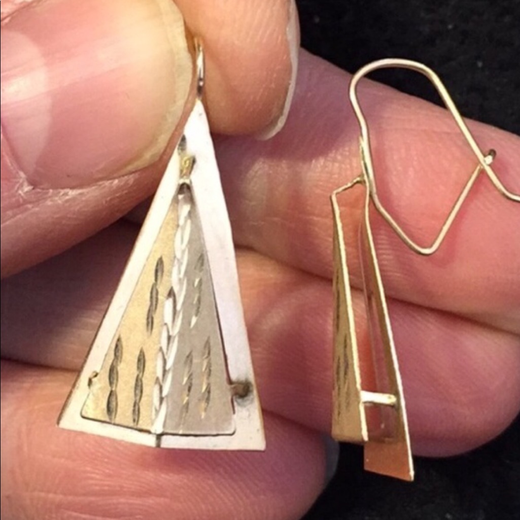 14k Triangular Dangle Earrings